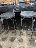 2 wrought iron bar stools