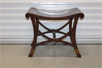 Small Saddle Style Wooden Chair with Gold Accents