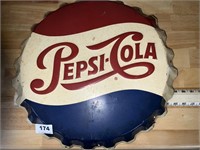 metal Pepsi button sign Made in St. Louis, MO USA