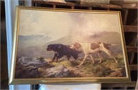 Hunting dog print on canvas