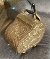 Ornate brass coal scuttle