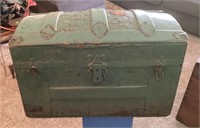 Small painted camel back trunk
