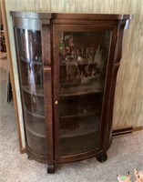 Antique curved glass cabinet 16 x 43 x 5 ft tall