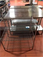 3 Stainless Steel Tables and Wire Rack