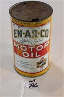EN-AR-CO MOTOR OIL TIN IMPERIAL QUART