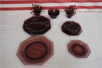 Purple glass Serving set with cups