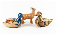 Lot Talavera Tonala Mexican Art Pottery Wood Ducks