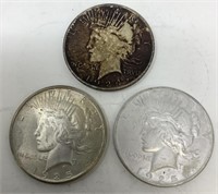 1924, 1925 Silver Peace Dollars.