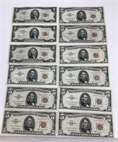 1963 Red Seal $2 & $5 Bills.