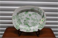 Green & White Oriental Motif Platter