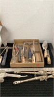 Assorted hand  tools, trowels, bolt cutters