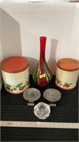 Vintage nesting canisters vase, votive holders