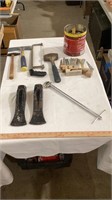 2- Axe maul log splitter, hand saw, mallet, Basin