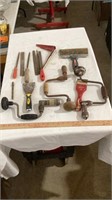 Various hand sander tools, paddy knives, vintage