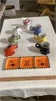 Trick or treat decor plate, elephant mugs, glass