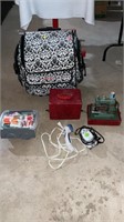 Sewimg bag on wheels with sewing accessories