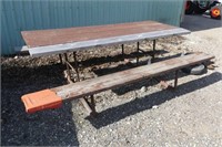 8Ft Weathered Picnic Table With Steel Frame