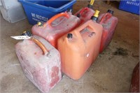 5 Assorted-Size Red Plastic Fuel Cans