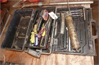Plastic Tool Box With Contents & A Grease Gun