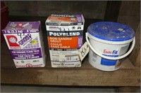 3/4 Pail Of Drywall Compound & 2 Boxes Of Grout