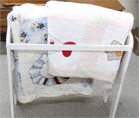 (A) 2 QUILTS & WHITE QUILT RACK