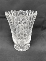 Vtg Heavy Footed Crystal 7.5" Tall Flower Vase