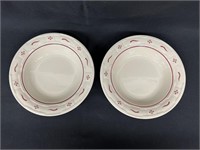 2-Longaberger Woven Traditions Red Soup Bowls