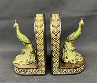 Pair Vintage Peacock Bookends 5.5"