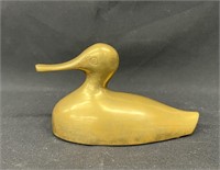 Vintage Solid Brass 5" Long Duck Paperweight