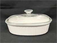 Corning French White 2.8L Oval Covered Casserole
