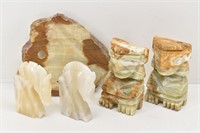 (2) Pairs Marble Bookends & (1) Pen Holder