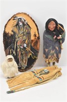 Native American Art: Old Indian Doll, Sm Pouch &