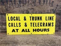 Original Local & Trunk Line Calls Enamel Sign