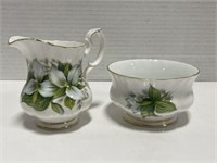 Royal Albert " Trillium “ Sugar Bowl And Creamer