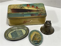 Vintage Bensons Tin, small tin plates, bell
