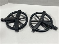 Pair of cast iron pulleys , 5 " round