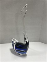 Glass art swan, 12 " tall