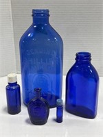 Cobalt Blue Bottles,  2 " - 9 “