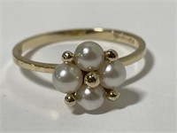 10 kt Gold Pearl Ring Size 7