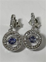 925 Silver Stud Dangle Earrings with Tanzanite