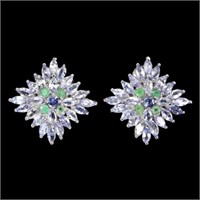 Sterling Silver Tanzanite Emerald Gemstone Earring