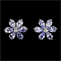 Sterling Silver Tanzanite Gemstone Earrings
