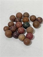 20 Antique Clay Marbles
