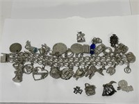 Sterling Charm Bracelet Loaded with Charms and