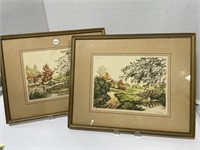 2 Paris Etching Society USA prints - signed