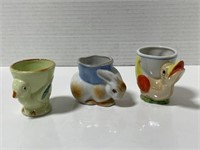 3 Antique Figural Egg Cups