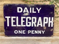 Original Daily Telegraph One Penny Enamel Sign