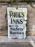 Original Pauls Ink in Safety Bottles Enamel Sign