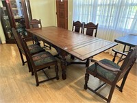 Vintage Dining Table with 6 Chairs