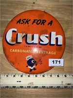 small metal Orange Crush button Made in USA